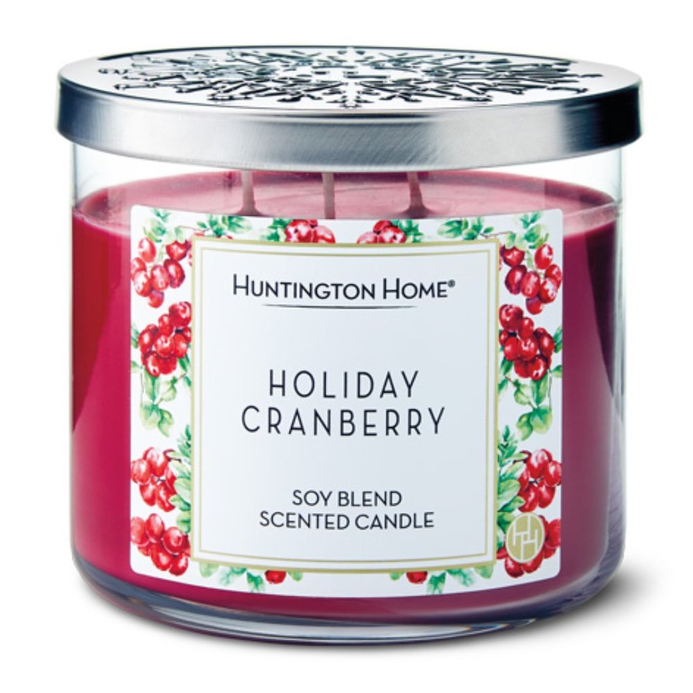 HUNTINGTON HOME HOLIDAY CRANBERRY SOY BLEND SCENTED LARGE CANDLE